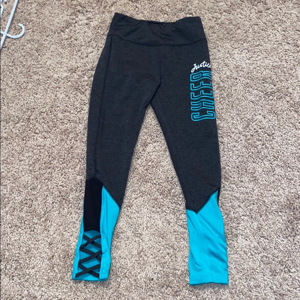 Grey/Blue cheer leggings Size 8 for girls